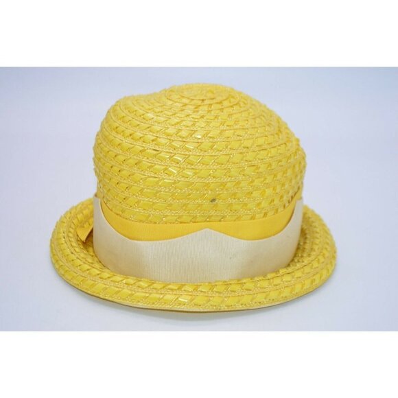 Cherry and Webb Mid Century Yellow Straw Ribbon Sunday Dress Hat main image 4